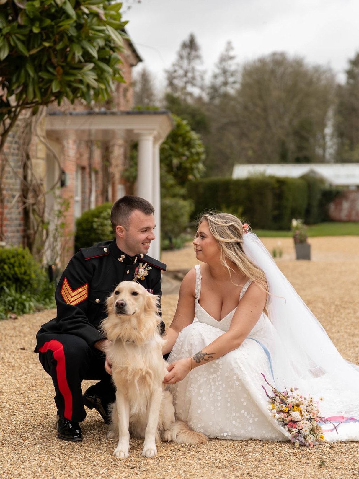 Dog looking dapper at a wedding celebration